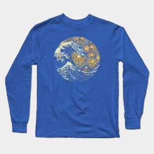 Kanagawa Wave The Starry Night by Tobe Fonseca Long Sleeve T-Shirt